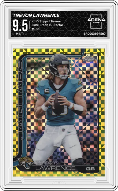 2025 Topps Chrome Trevor Lawrence Lime Green X-Fractor #138 ARENA CLUB 9.5