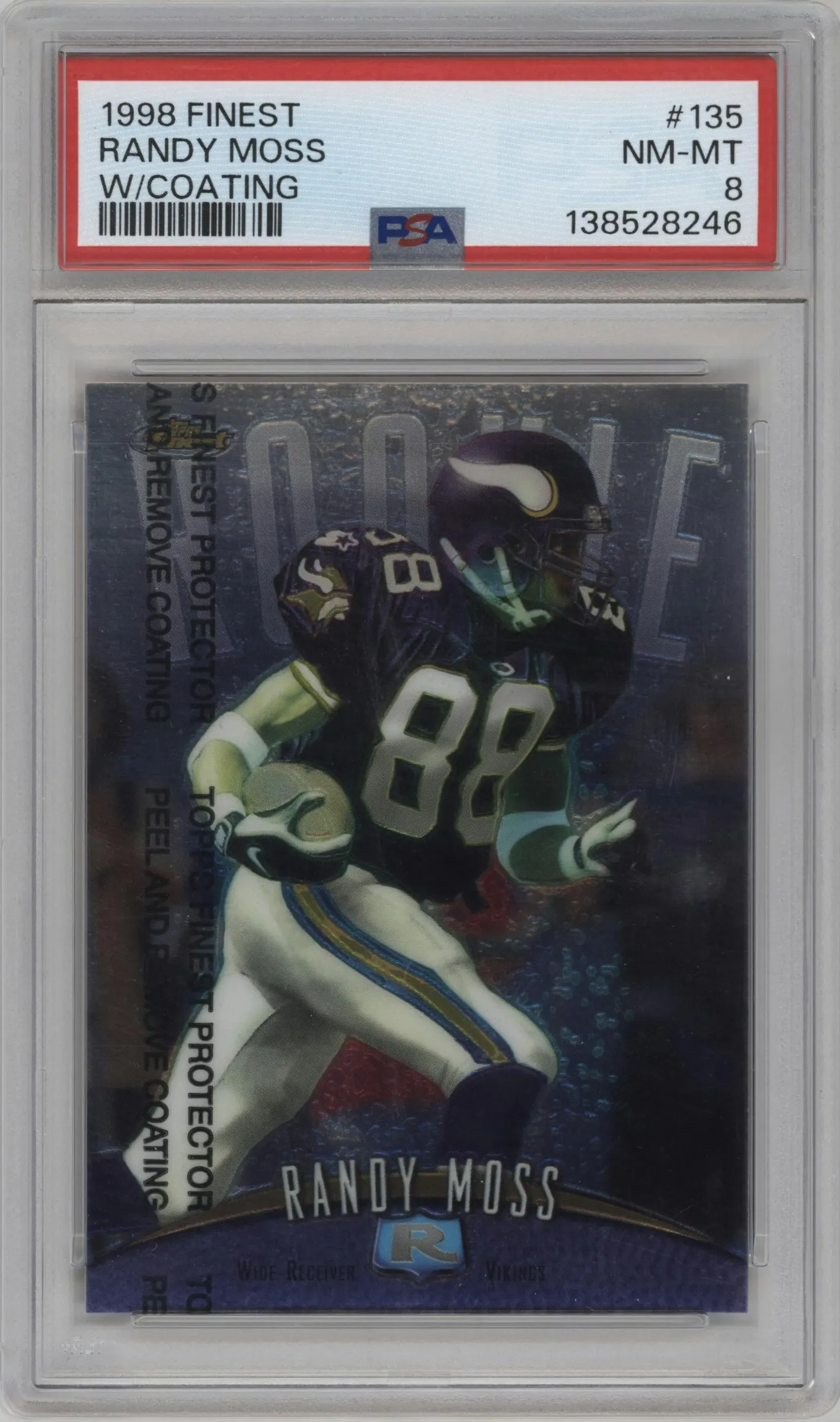 1998 Topps Finest Randy Moss W/ Coating #135 PSA 8