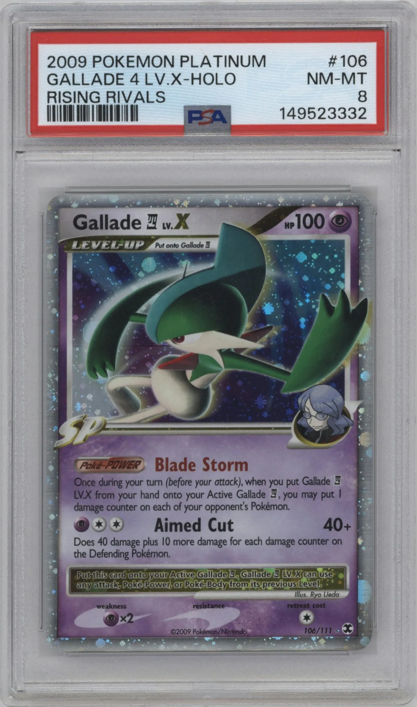 2009 Pokemon Platinum Rising Rivals Gallade Lv.X #106 PSA 8