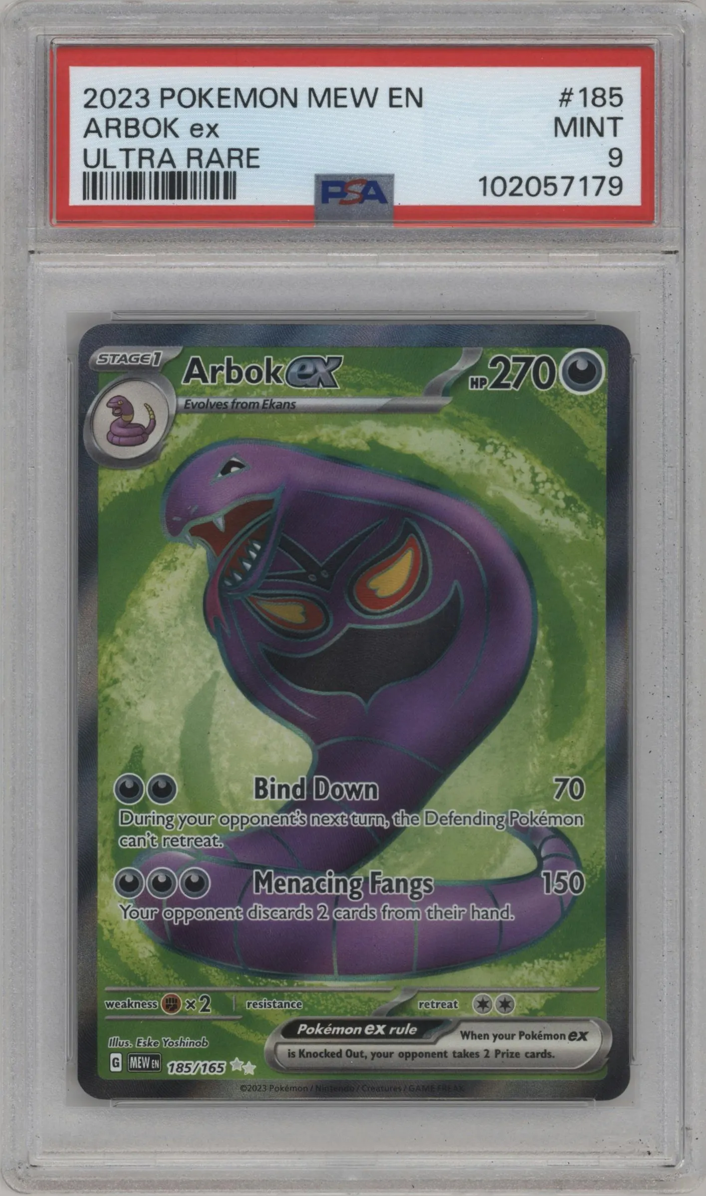 2023 Pokemon SV Arbok ex #185 PSA 9