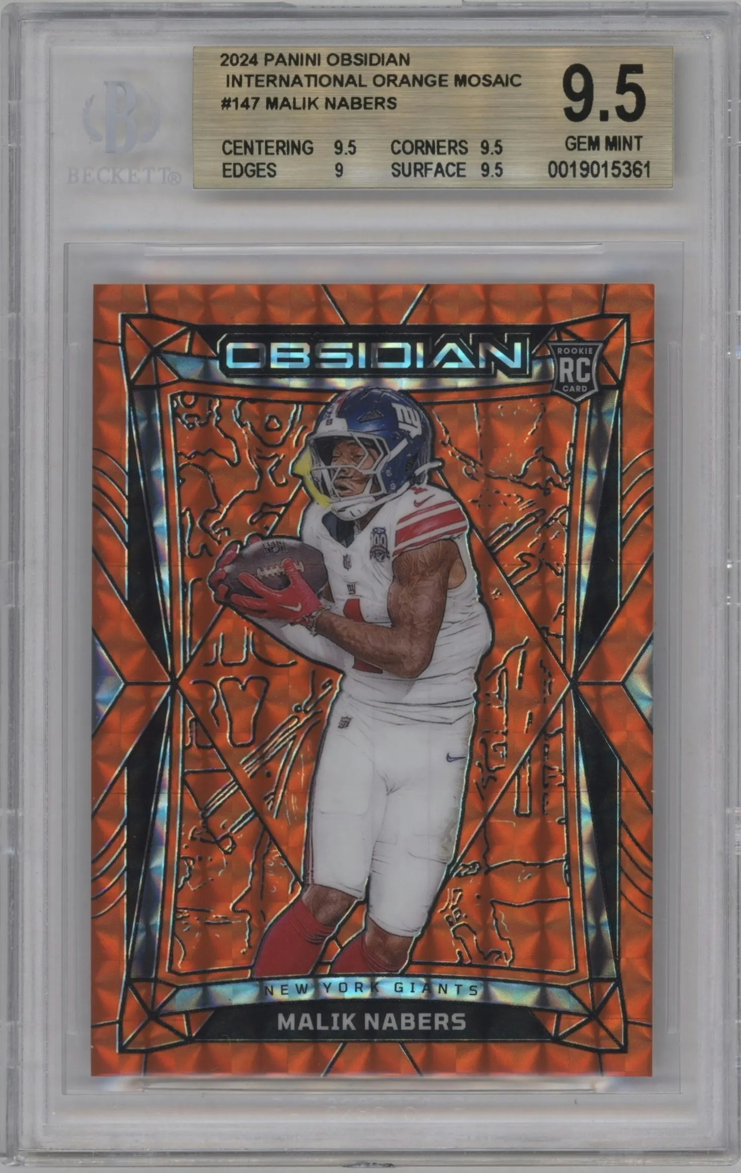 2024 Panini Obsidian Malik Nabers International Orange Mosaic #147 BGS 9.5
