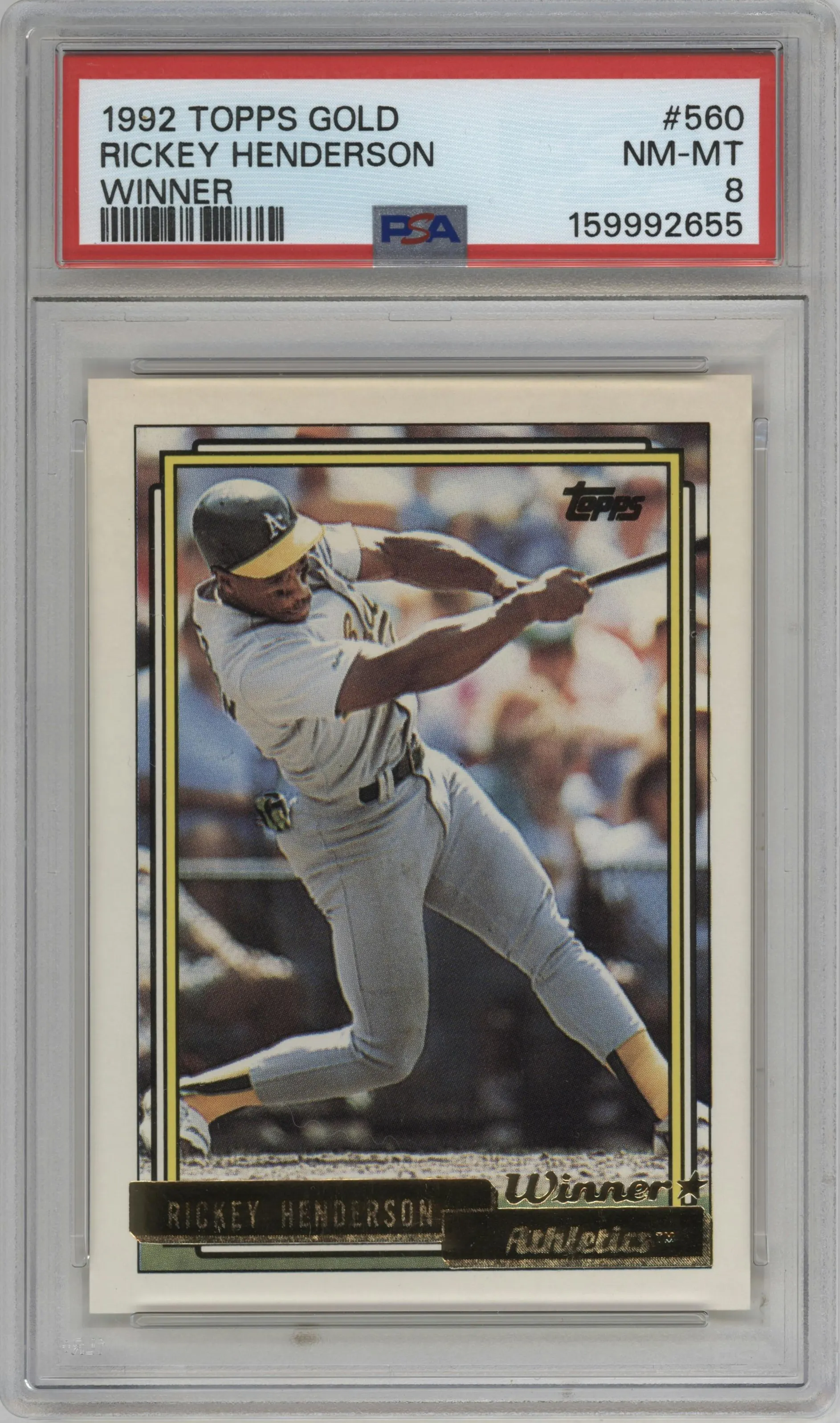 1992 Topps Rickey Henderson Gold Winner #560 PSA 8