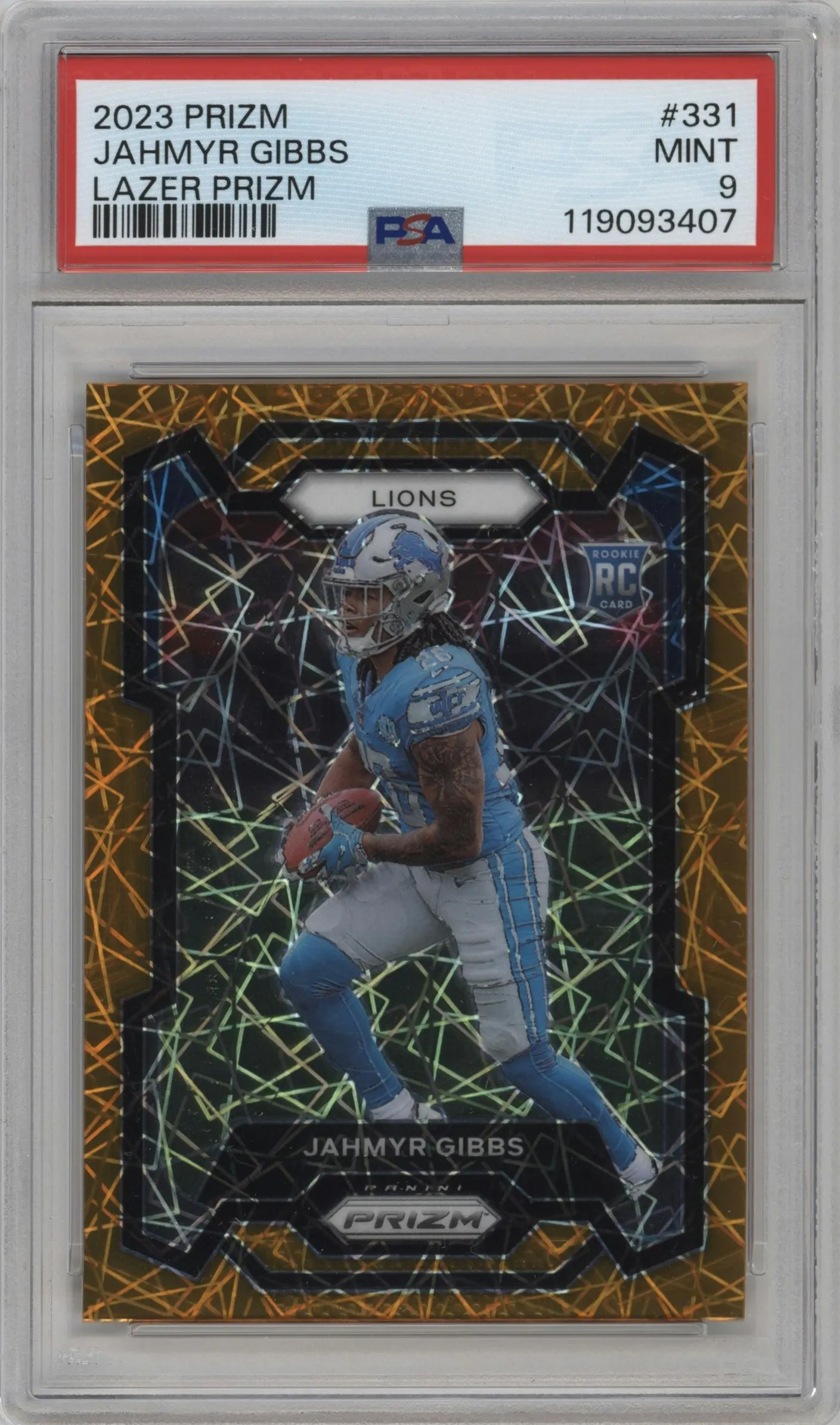 2023 Panini Prizm Jahmyr Gibbs Lazer #331 PSA 9