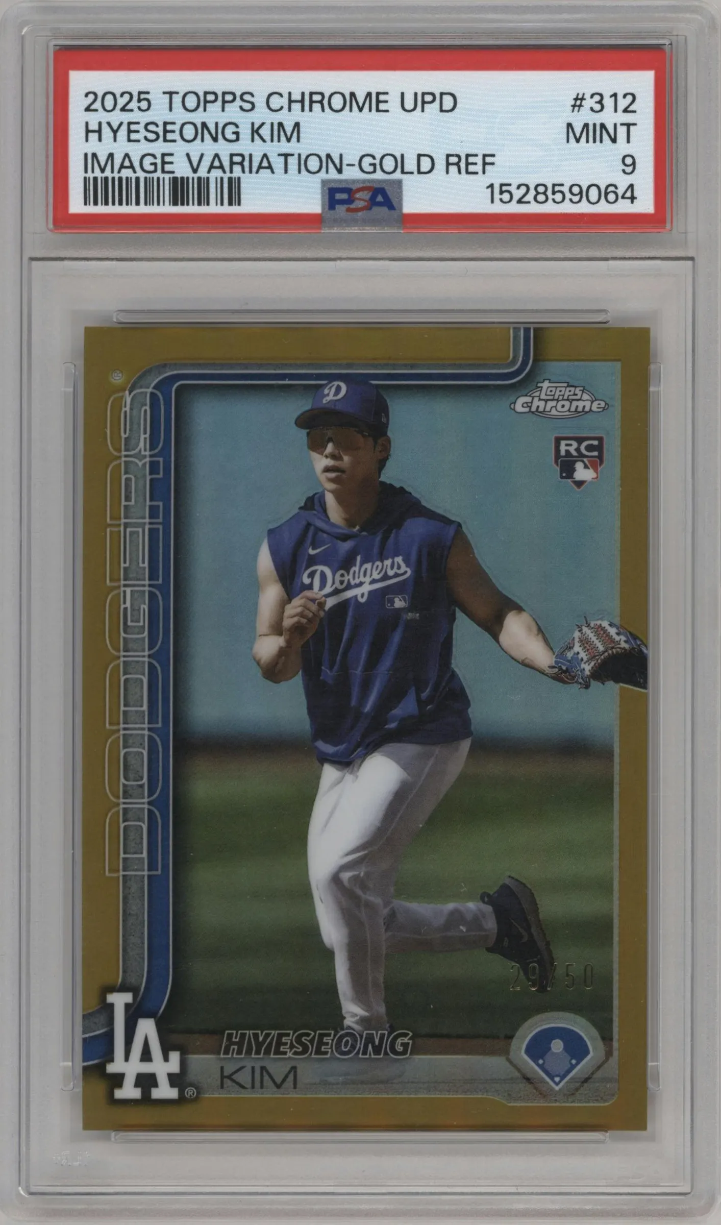2025 Topps Chrome Update Image Variation Hyeseong Kim Gold Refractor PSA 9
