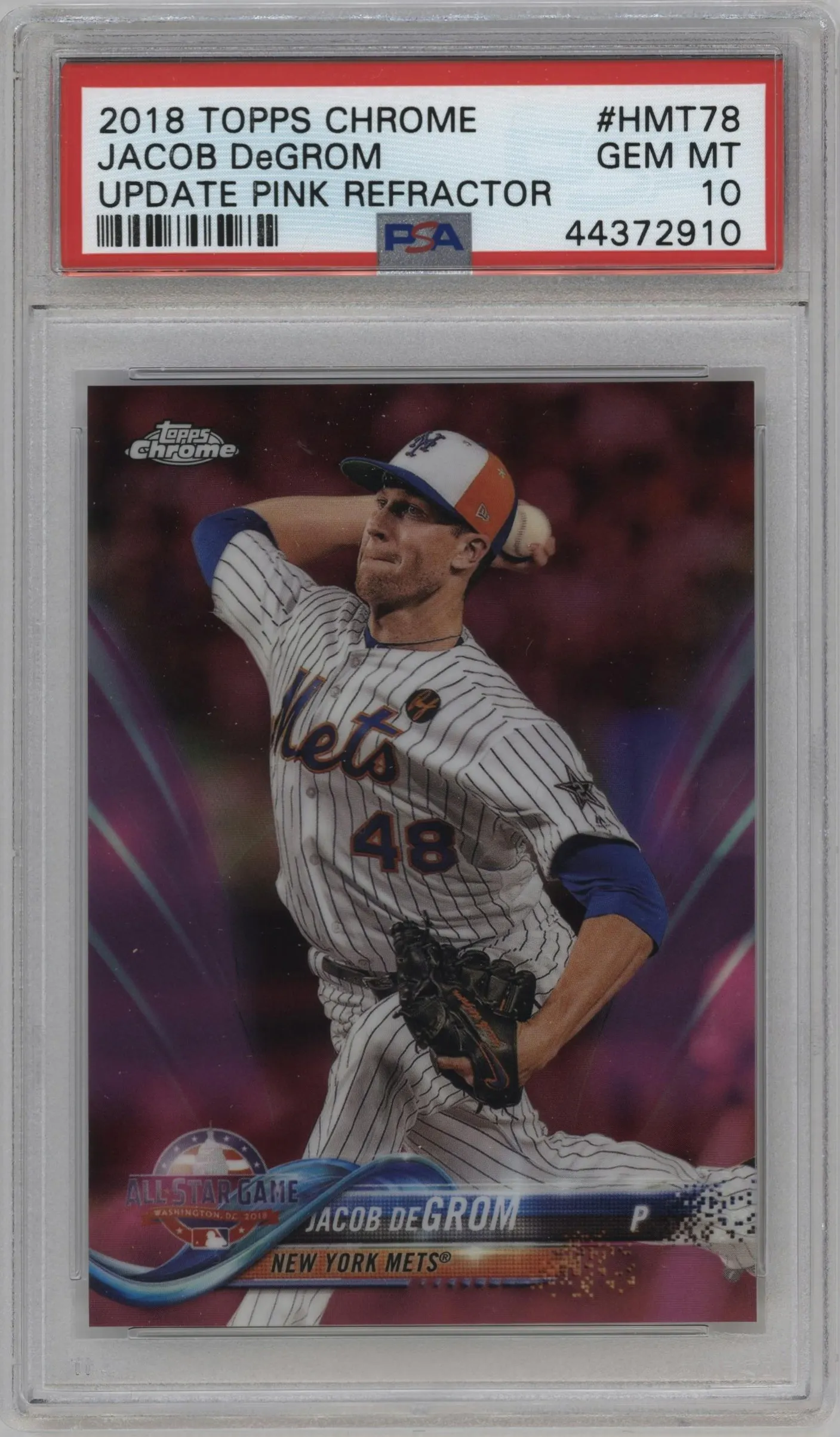 2018 Topps Chrome Update Jacob deGrom Pink Refractor #HMT78 PSA 10