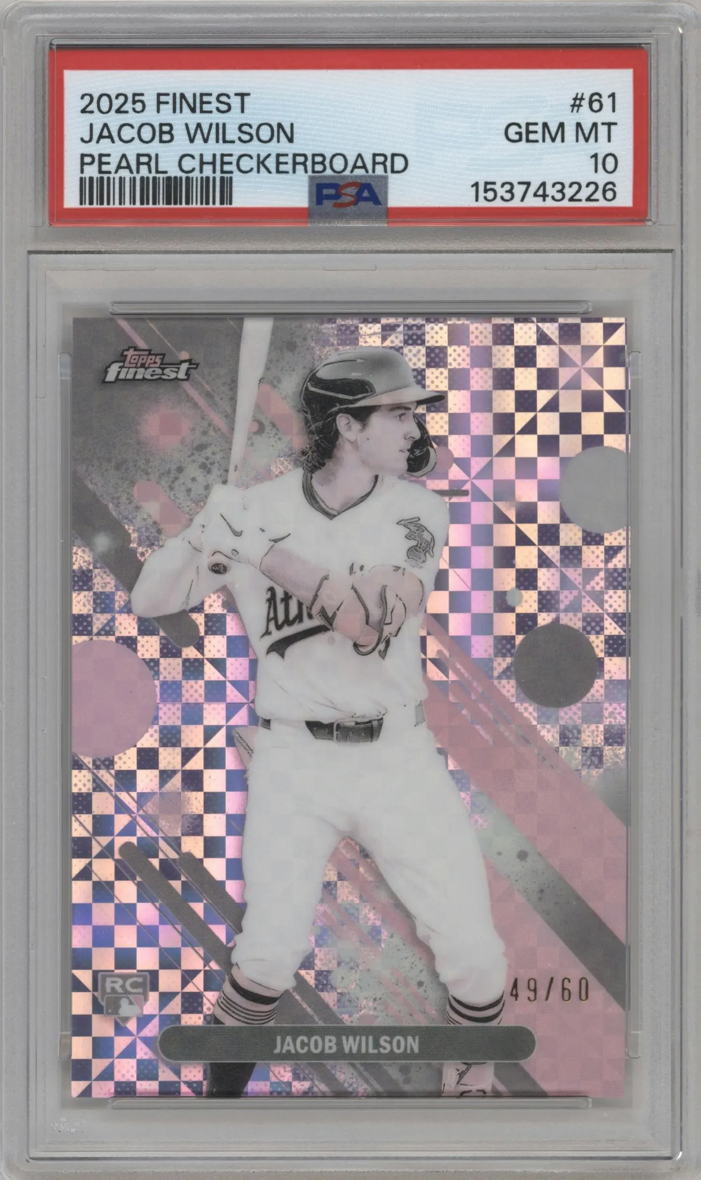 2025 Topps Finest Jacob Wilson Pearl Checkerboard Refractor PSA 10