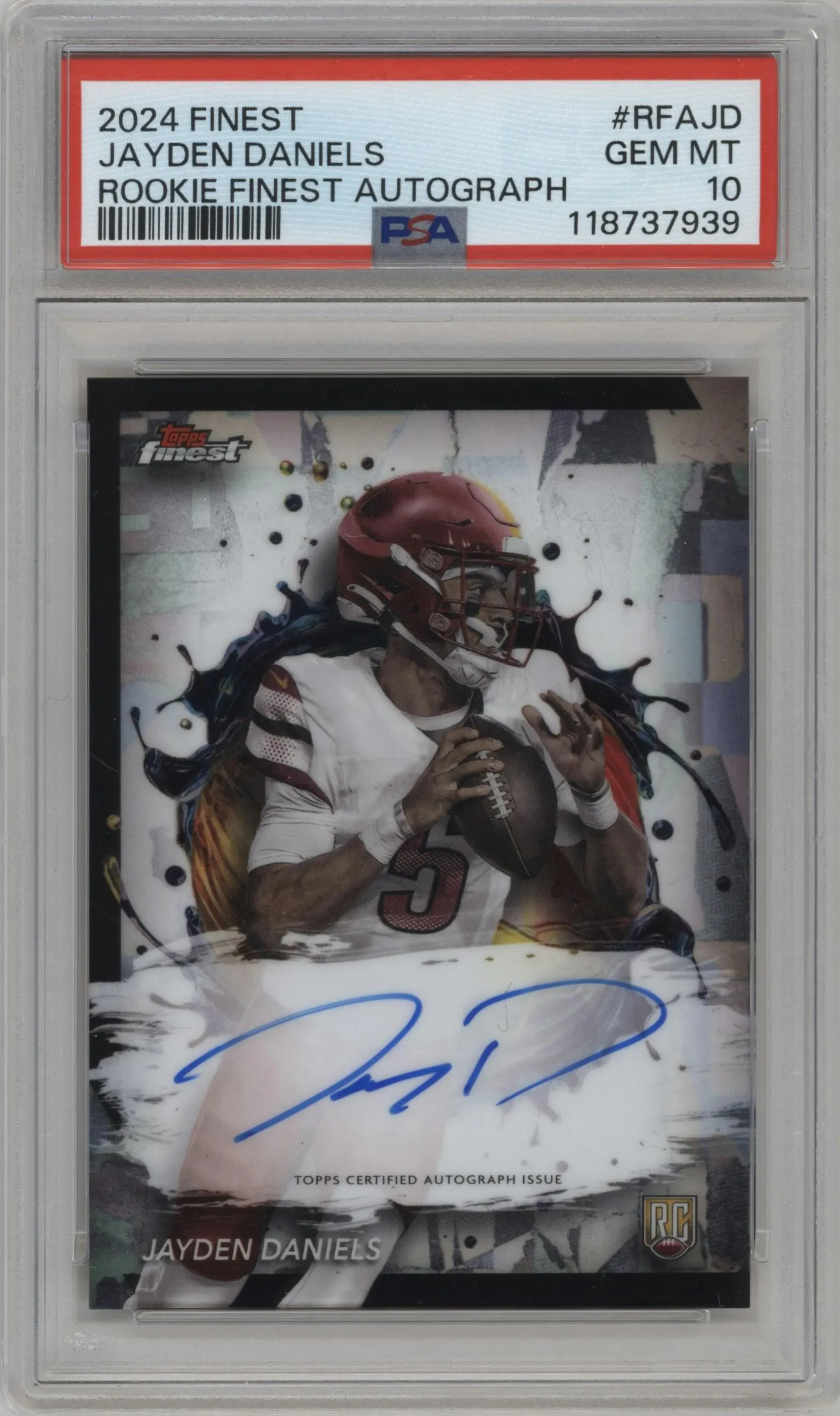 2024 Finest Rke.Auto Jayden Daniels #RFA-JD PSA 10