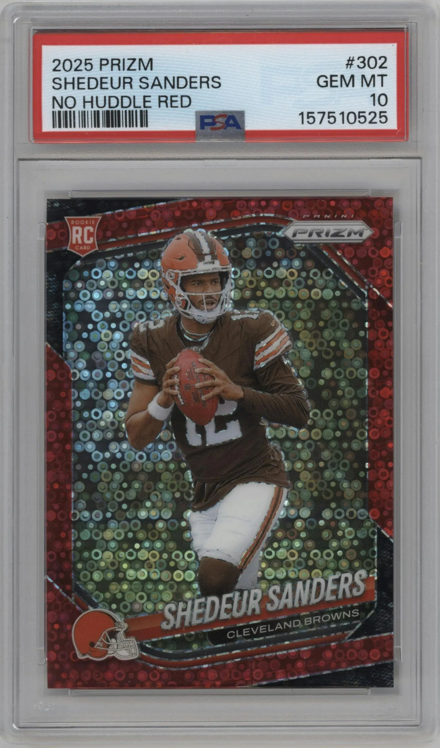 2025 Panini Prizm Shedeur Sanders No Huddle Red #302 PSA 10