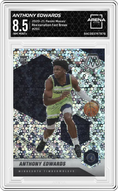 2020 Panini Mosaic Rke.Variation Anthony Edwards Fast Break #201 ARENA CLUB 8.5