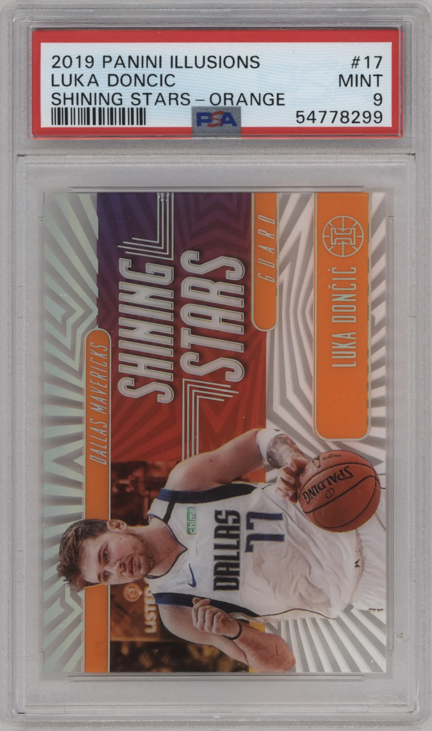 2019 Panini Illusions Shining Stars Luka Doncic Orange PSA 9