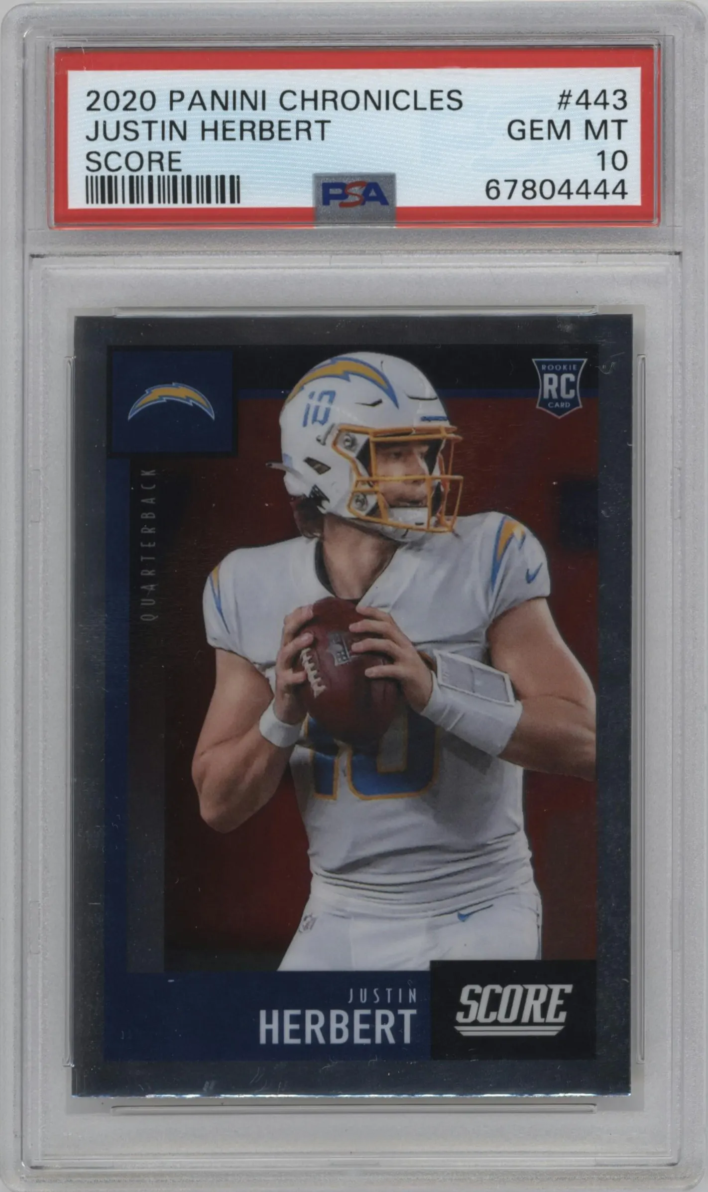 2020 Panini Chronicles Score Justin Herbert #443 PSA 10