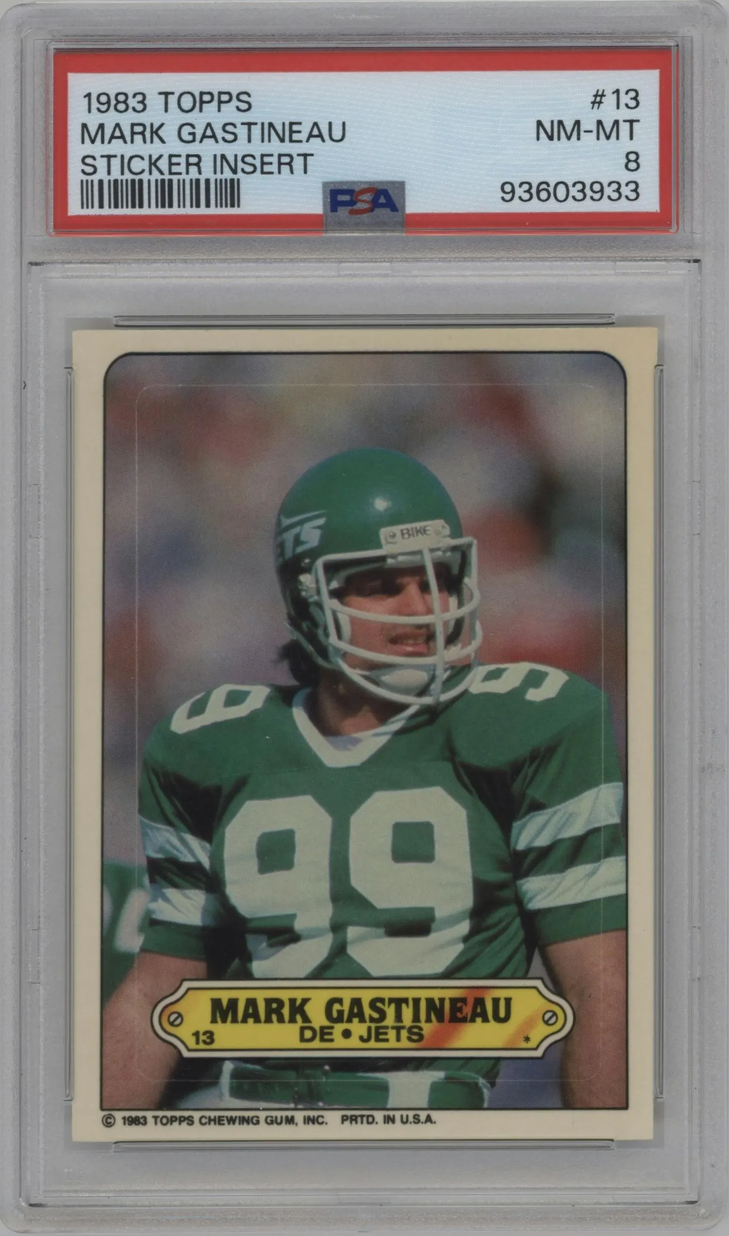 1983 Topps Sticker Mark Gastineau #13 PSA 8