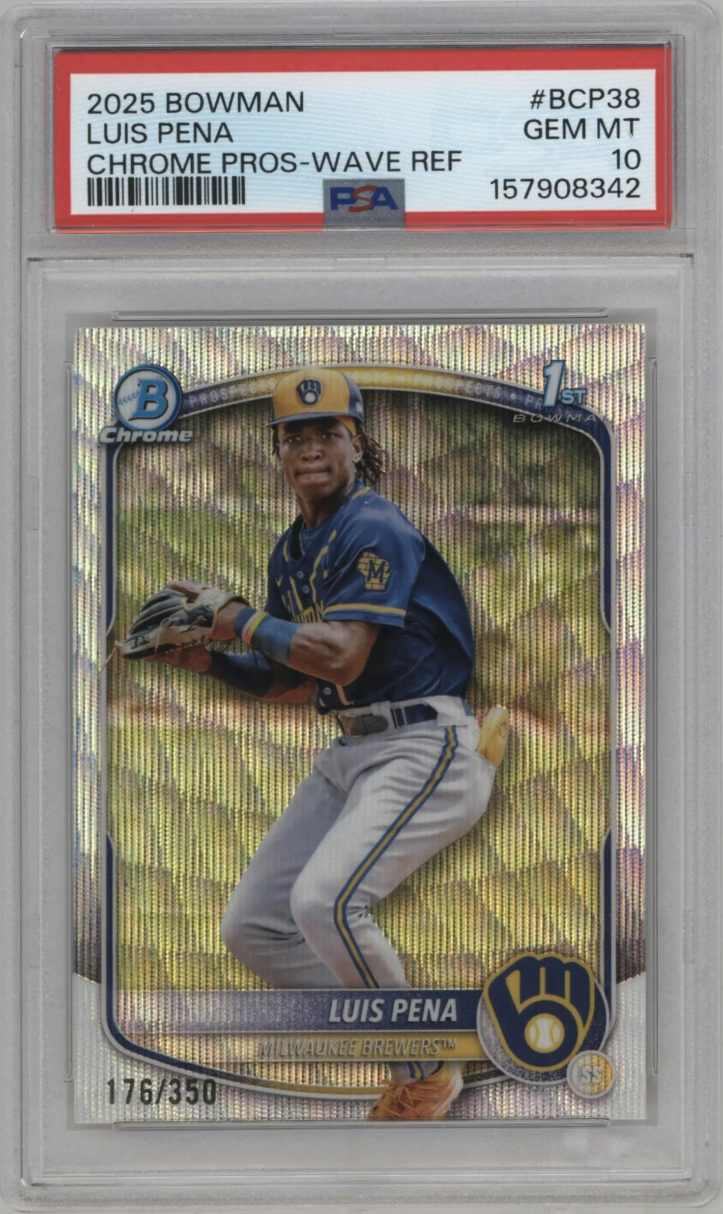 2025 Bowman Chr.Pros Luis Pena Wave Refractor #BCP-38 PSA 10