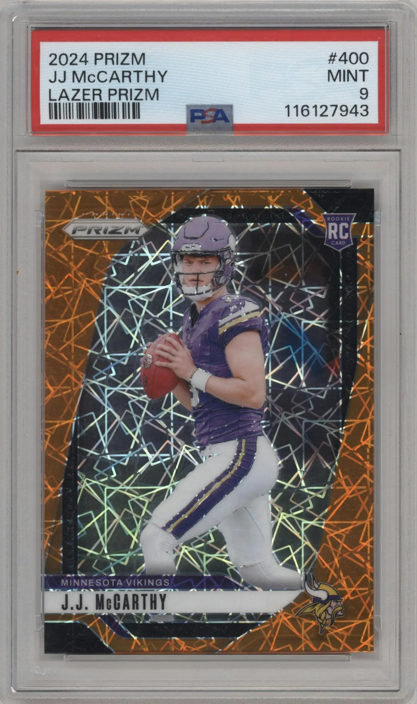 2024 Panini Prizm J.J. McCarthy Lazer Prizm #400 PSA 9