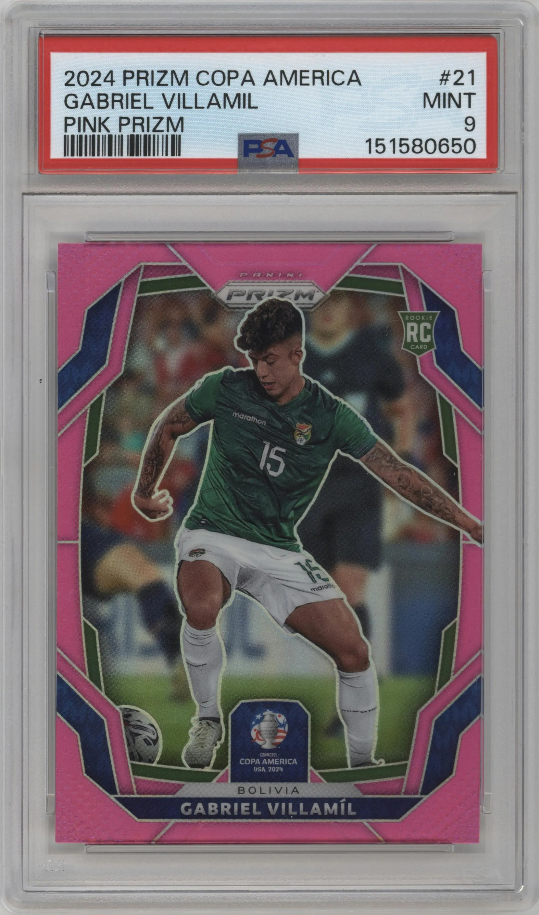 2024 Panini Prizm CONMEBOL Copa America Gabriel Villamil Pink #21 PSA 9