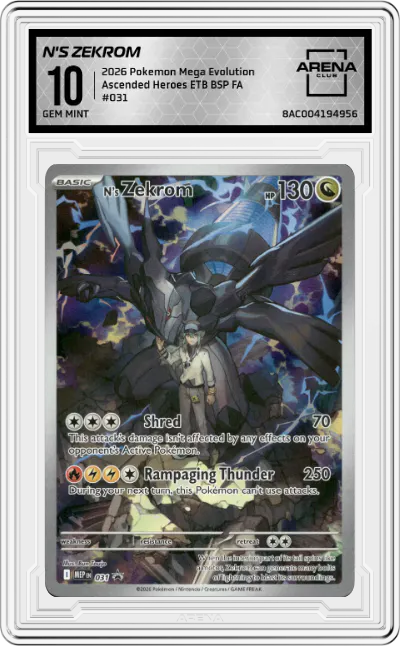 2026 Pokemon Mega Evolution N's Zekrom Ascended Heroes Elite Trainer Box #031 ARENA CLUB 10