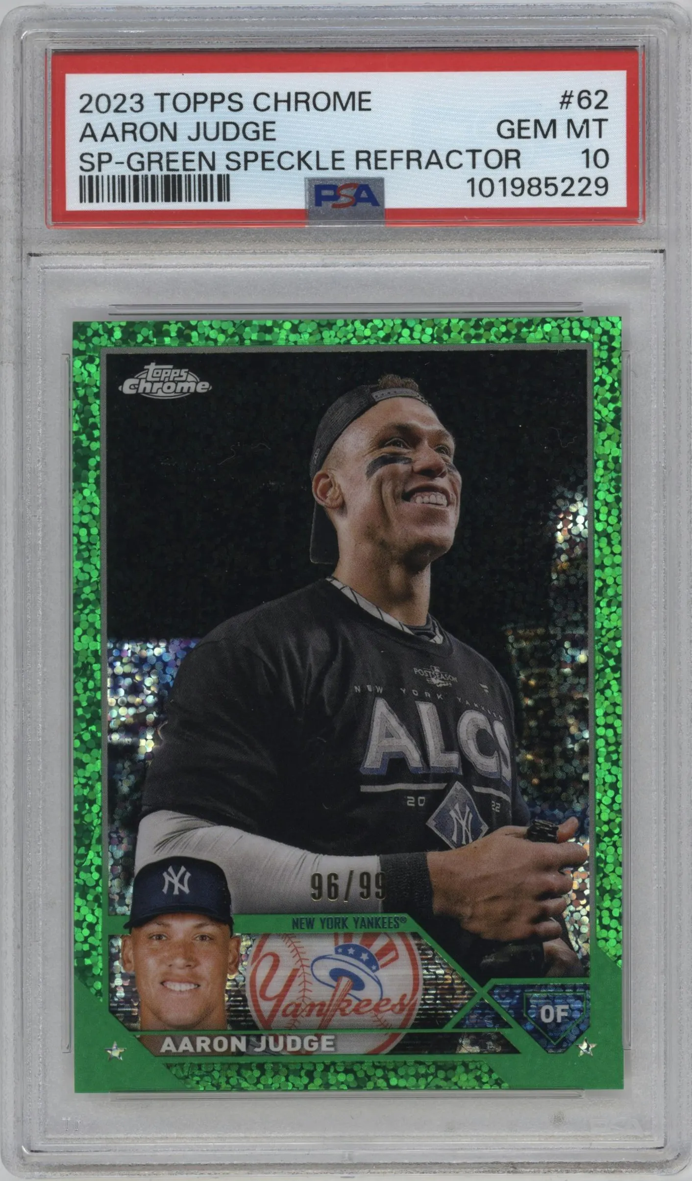 2023 Topps Chrome Image Variation Aaron Judge Green Speckle Refractor #62 PSA 10