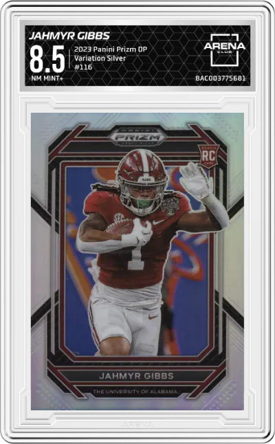 2023 Panini Prizm Draft Picks Variation Jahmyr Gibbs Silver #116 ARENA CLUB 8.5