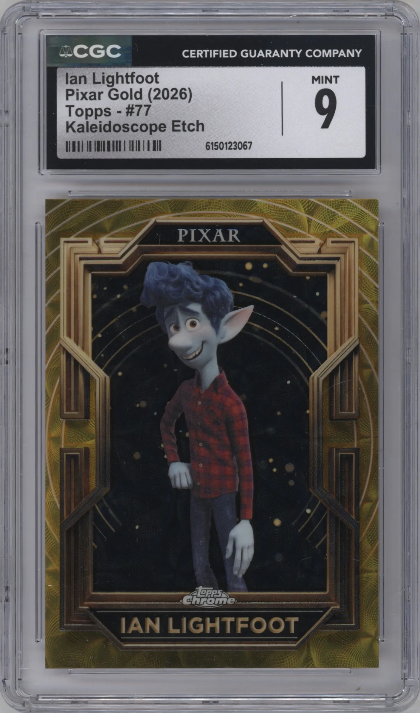 2025 Topps Pixar Gold Ian Lightfoot Kaleidoscope Etch Refractor CGC 9