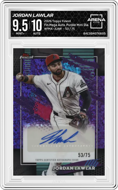 2026 Topps Finest Fin.Mega Auto. Jordan Lawlar Purple Mini Diamond #FMA-JLAW ARENA CLUB 9.5