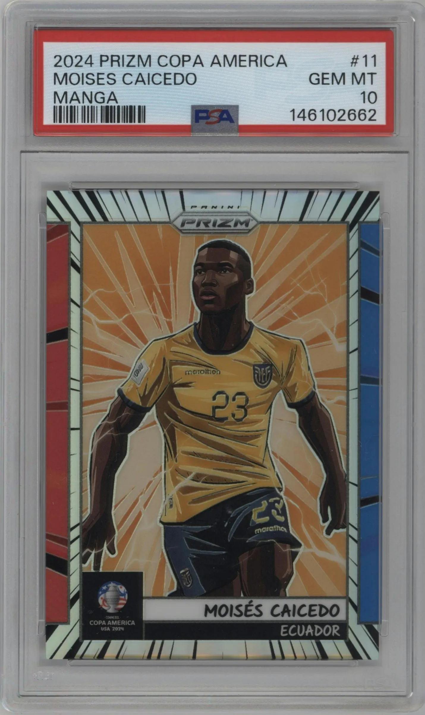 2024 Panini Prizm CONMEBOL Copa America Manga Moises Caicedo #11 PSA 10