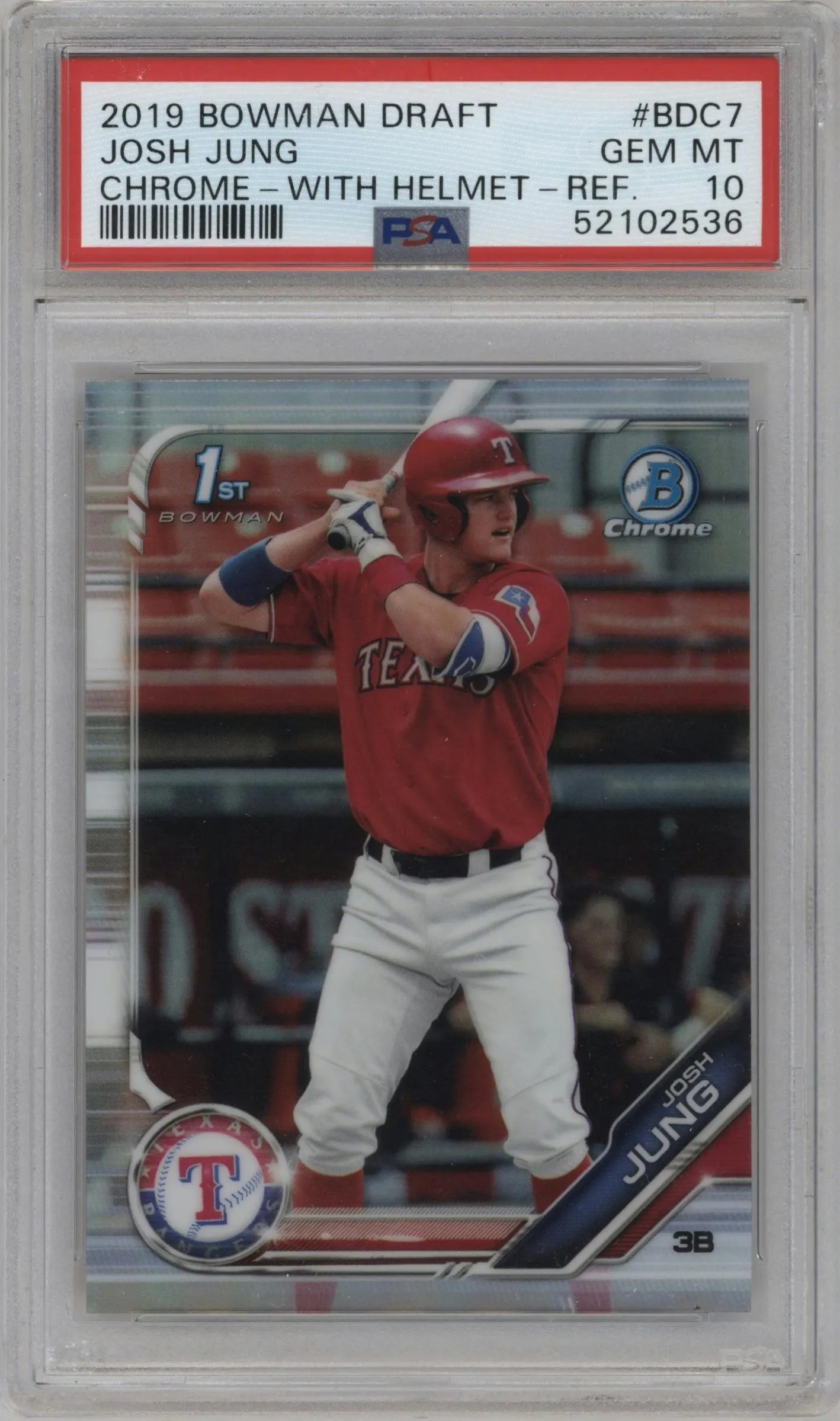 2019 Bowman Draft Chrome Josh Jung Refractor #BDC-7 PSA 10