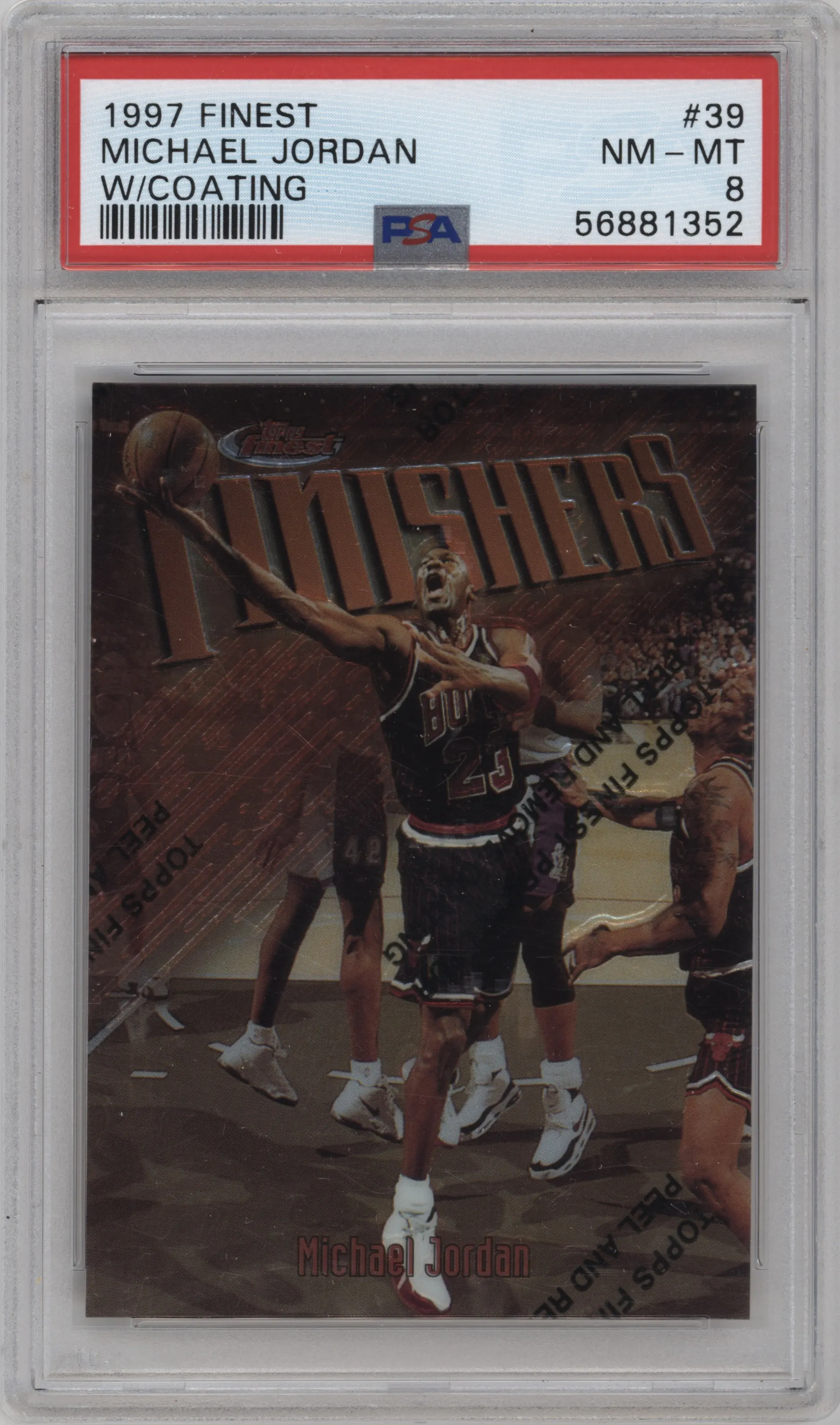 1997 Topps Finest Michael Jordan W/ Coating #39 PSA 8