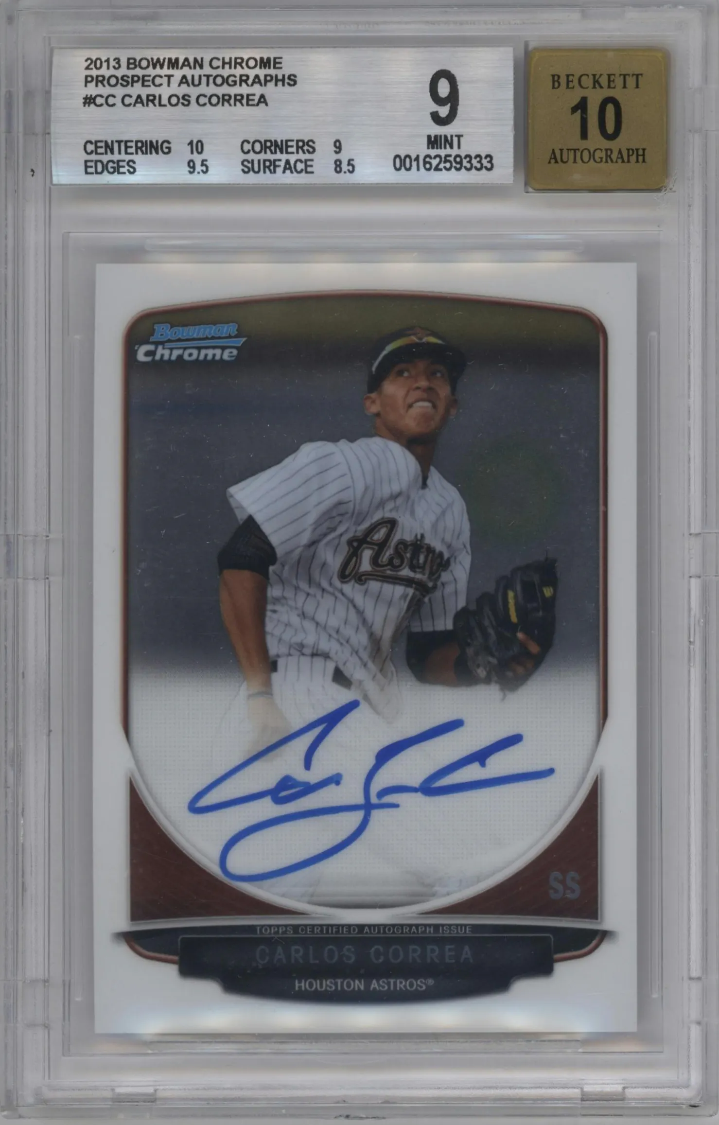 2013 Bowman Chr.Pros.Auto Carlos Correa #BCP-CC BGS 9