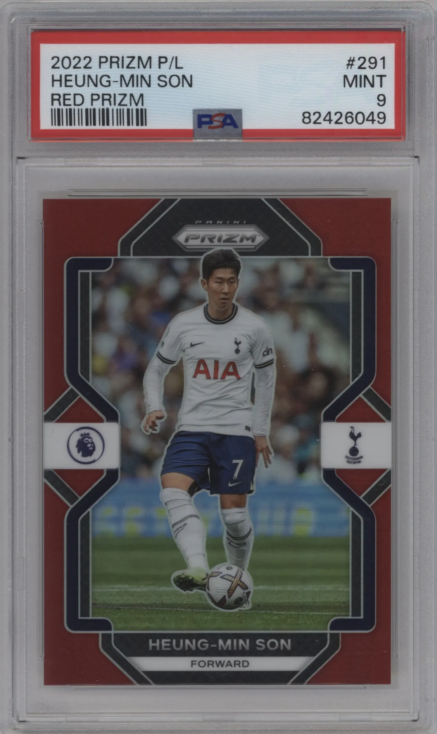 2022 Panini Prizm Premier League Heung-Min Son Red Prizm #291 PSA 9