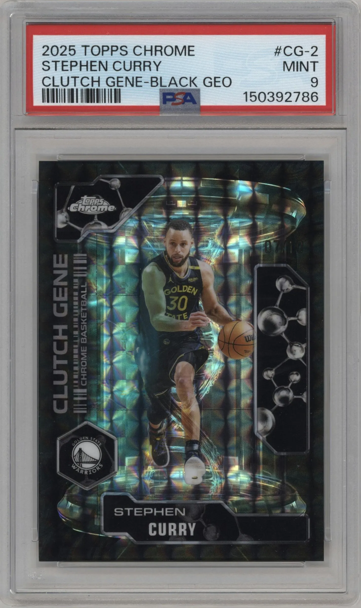 2025 Topps Chrome Clutch Gene Stephen Curry Black Geometric Refractor #CG-2 PSA 9