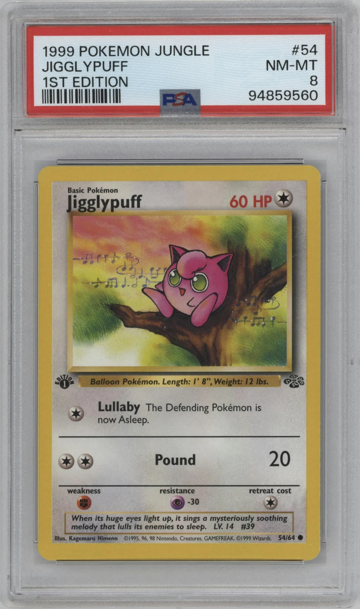 1999 Pokemon Jungle Jigglypuff #54 PSA 8