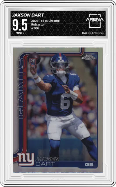 2025 Topps Chrome Jaxson Dart Refractor #306 ARENA CLUB 9.5