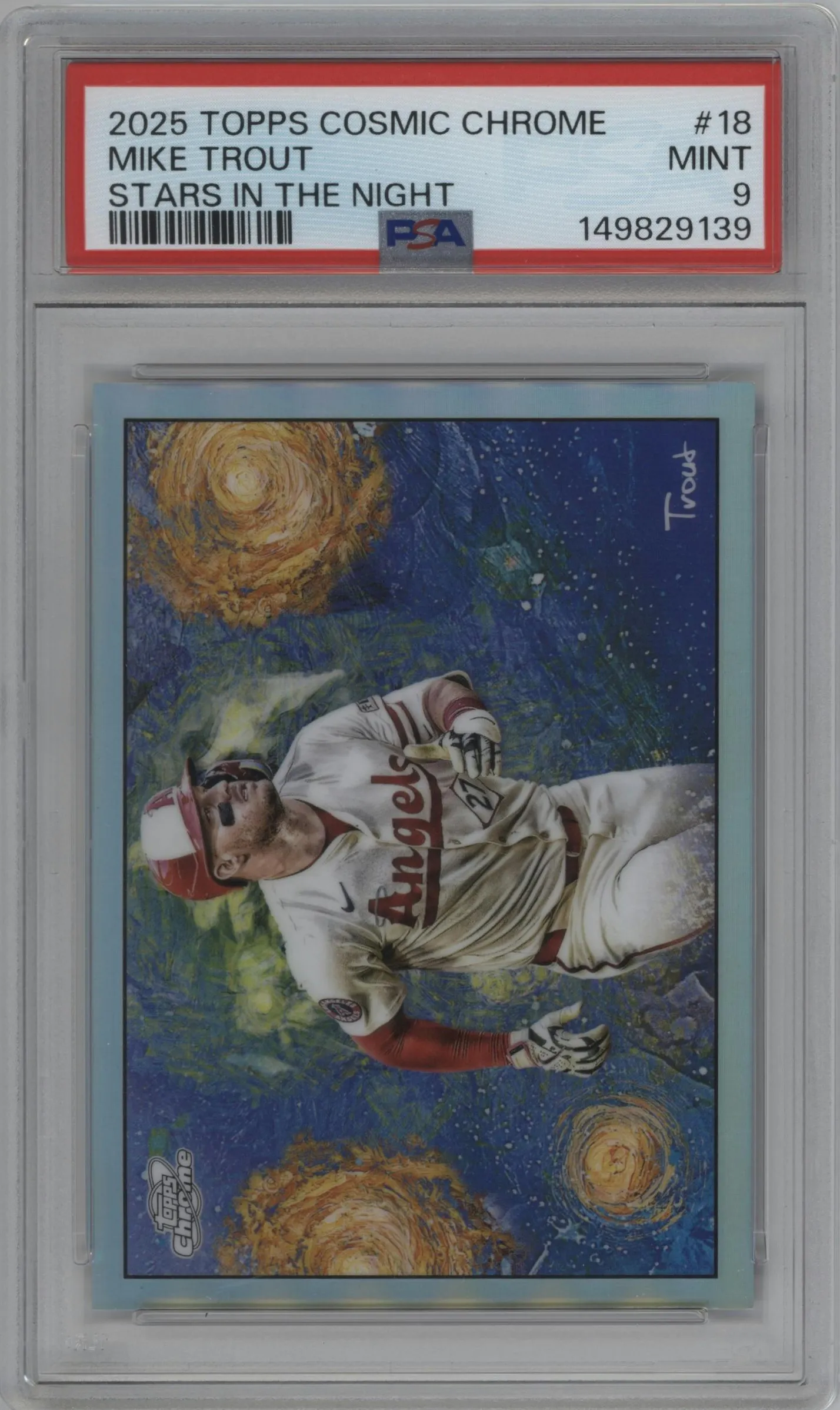 2025 Topps Chrome Cosmic Stars in the Night Mike Trout #STN-18 PSA 9