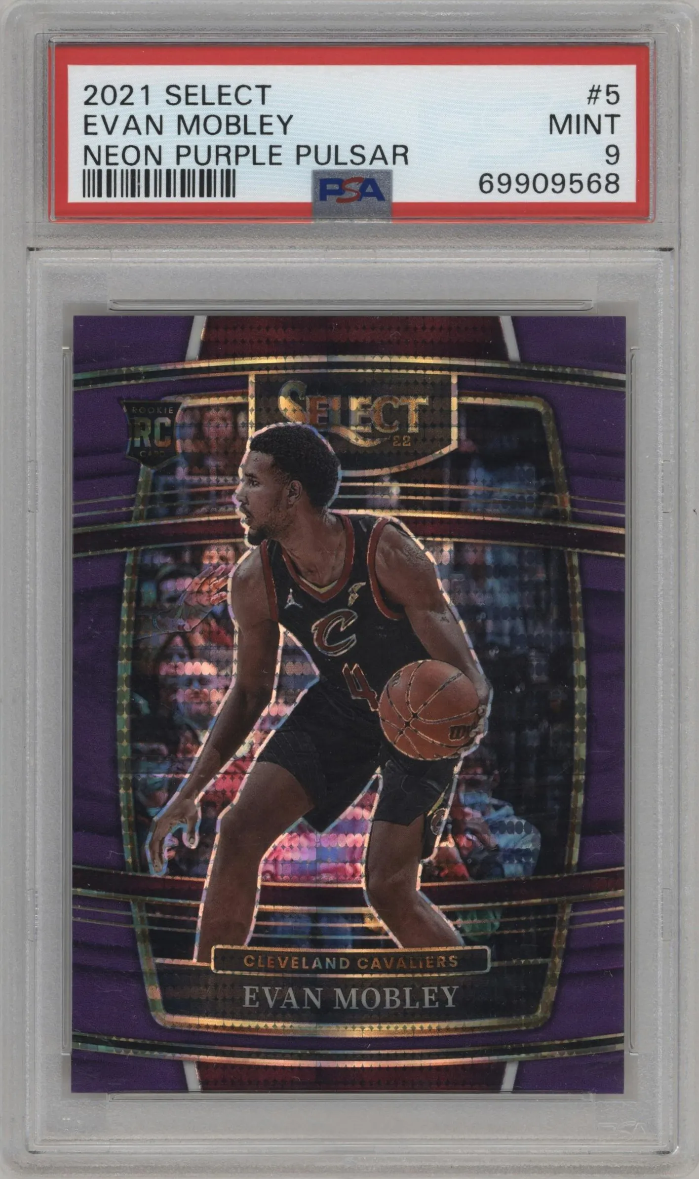2021 Panini Select Evan Mobley Neon Purple Pulsar FOTL #5 PSA 9