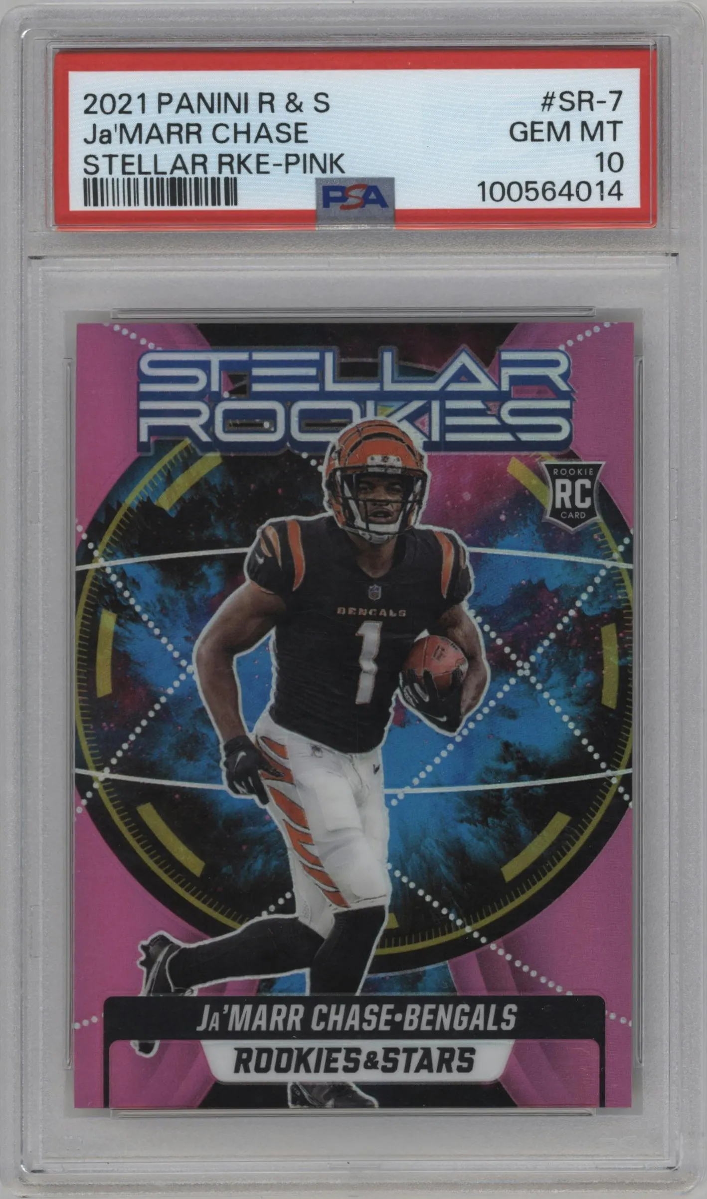 2021 Panini Rookies & Stars Stellar Rke. Ja'Marr Chase Pink #SR-7 PSA 10