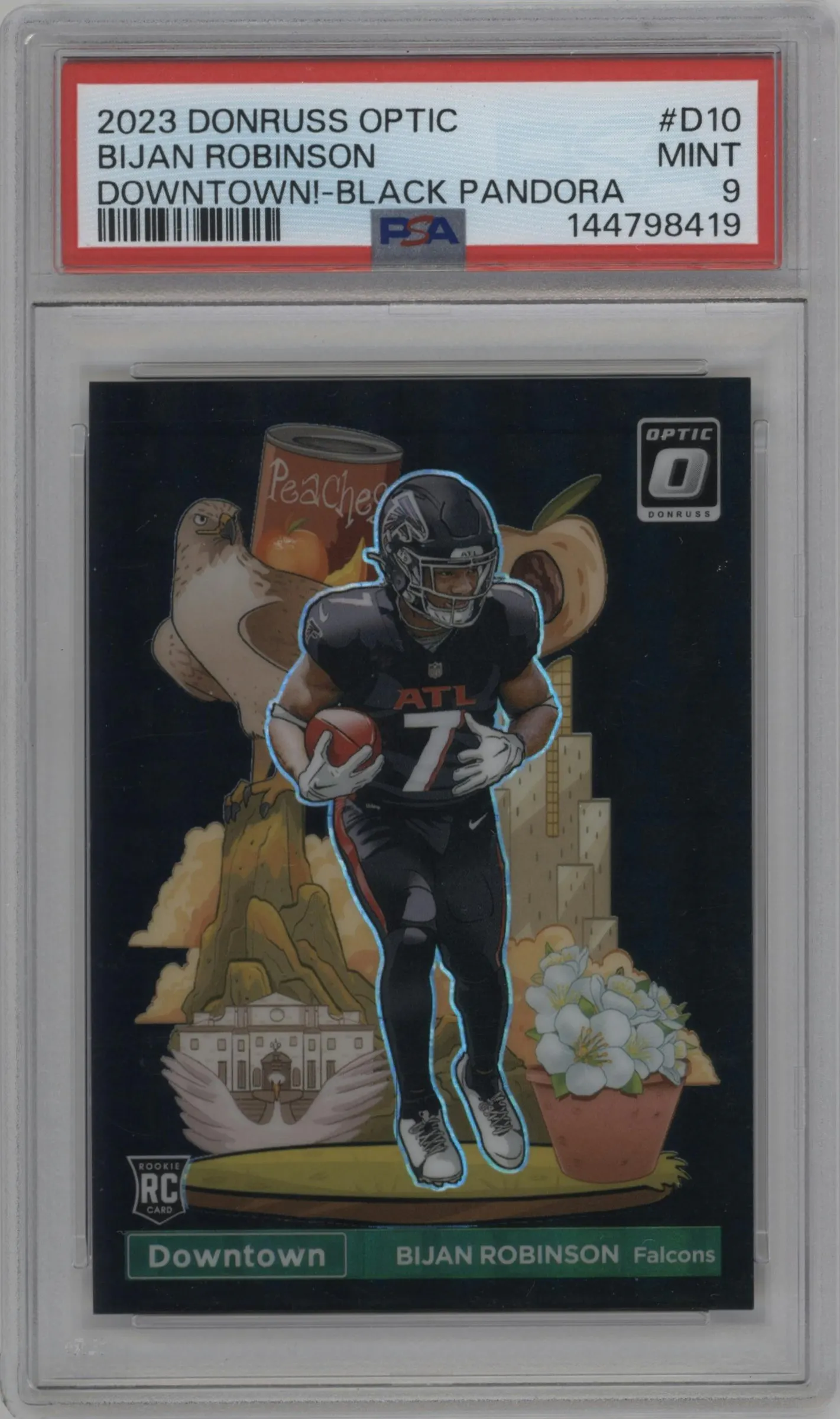 2023 Donruss Optic Downtown Bijan Robinson Black Pandora #D-10 PSA 9