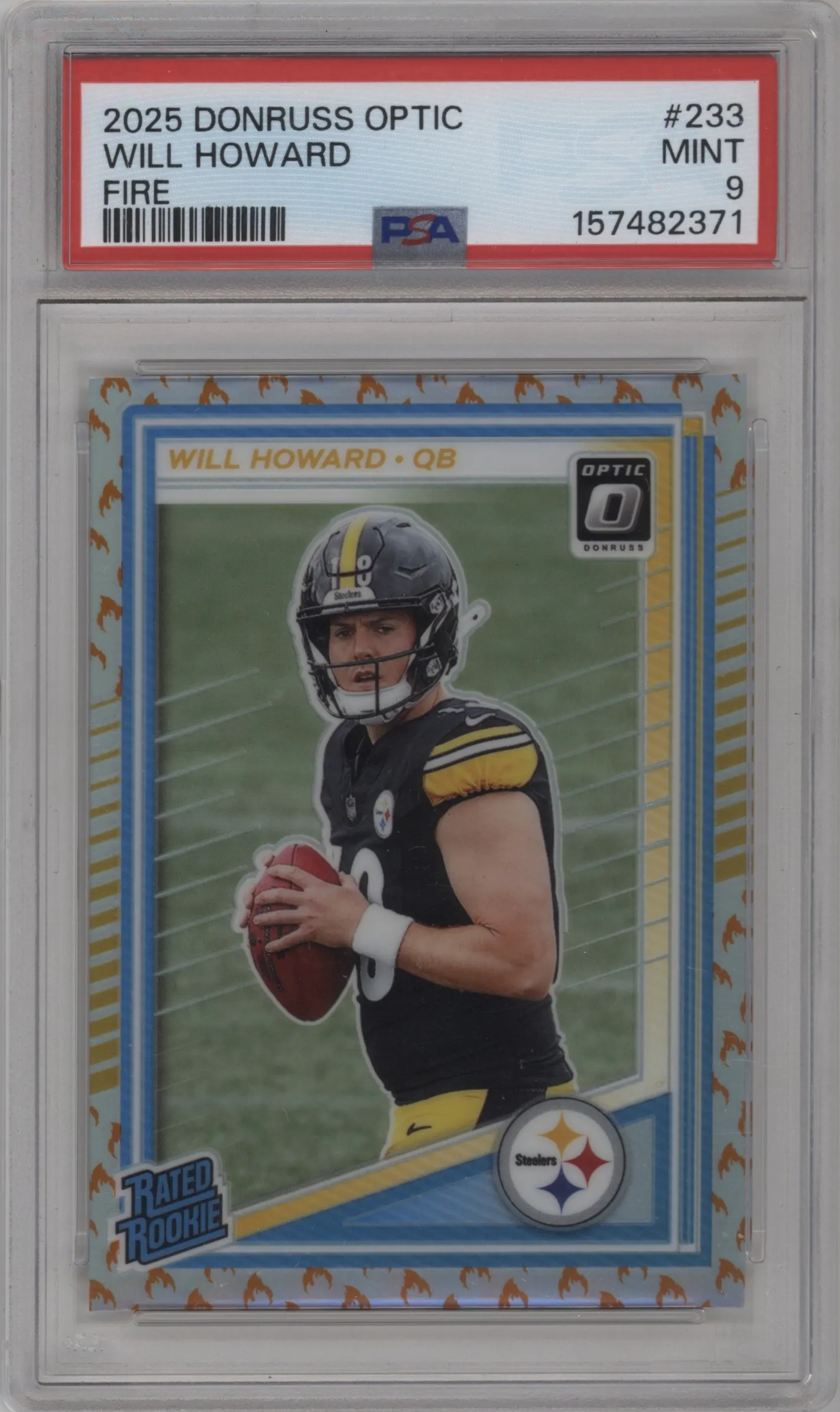 2025 Donruss Optic Rated Rookie Will Howard Fire #233 PSA 9