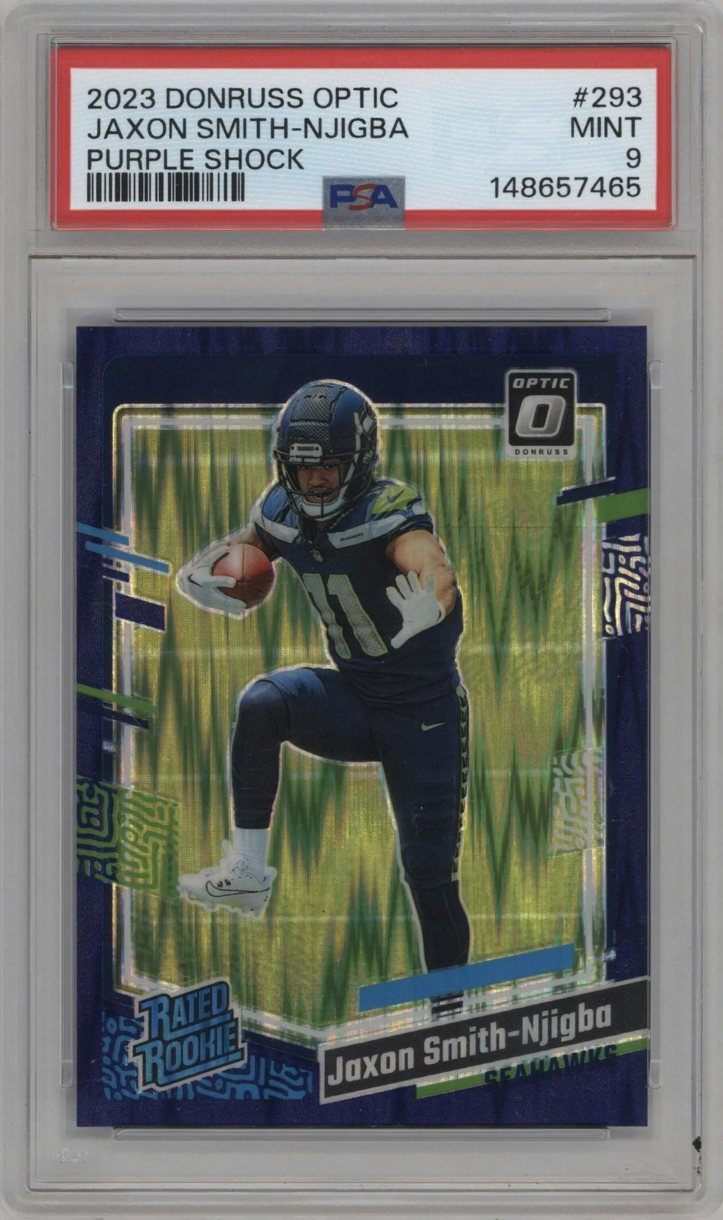 2023 Donruss Optic Rated Rookie Jaxon Smith-Njigba Purple Shock #293 PSA 9