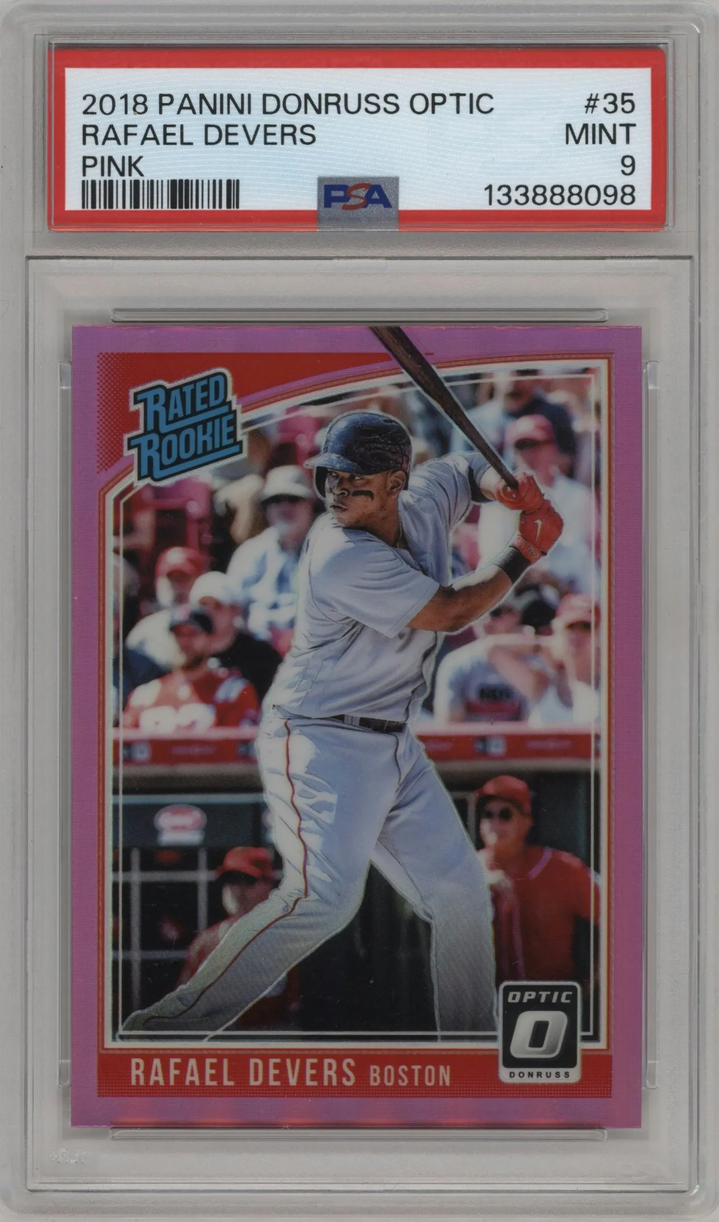 2018 Panini Donruss Optic Rated Rookie Rafael Devers Pink #35 PSA 9
