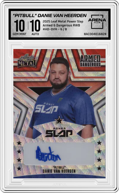 2025 Leaf Metal Power Slap Armed & Dangerous "Pitbull" Danie Van Heerden Red White & Blue #AD-DVH ARENA CLUB 10