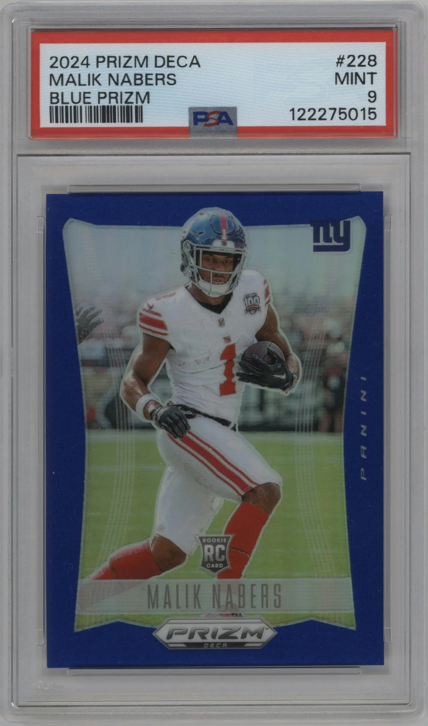 2024 Panini Prizm Deca Malik Nabers Blue Prizm #228 PSA 9