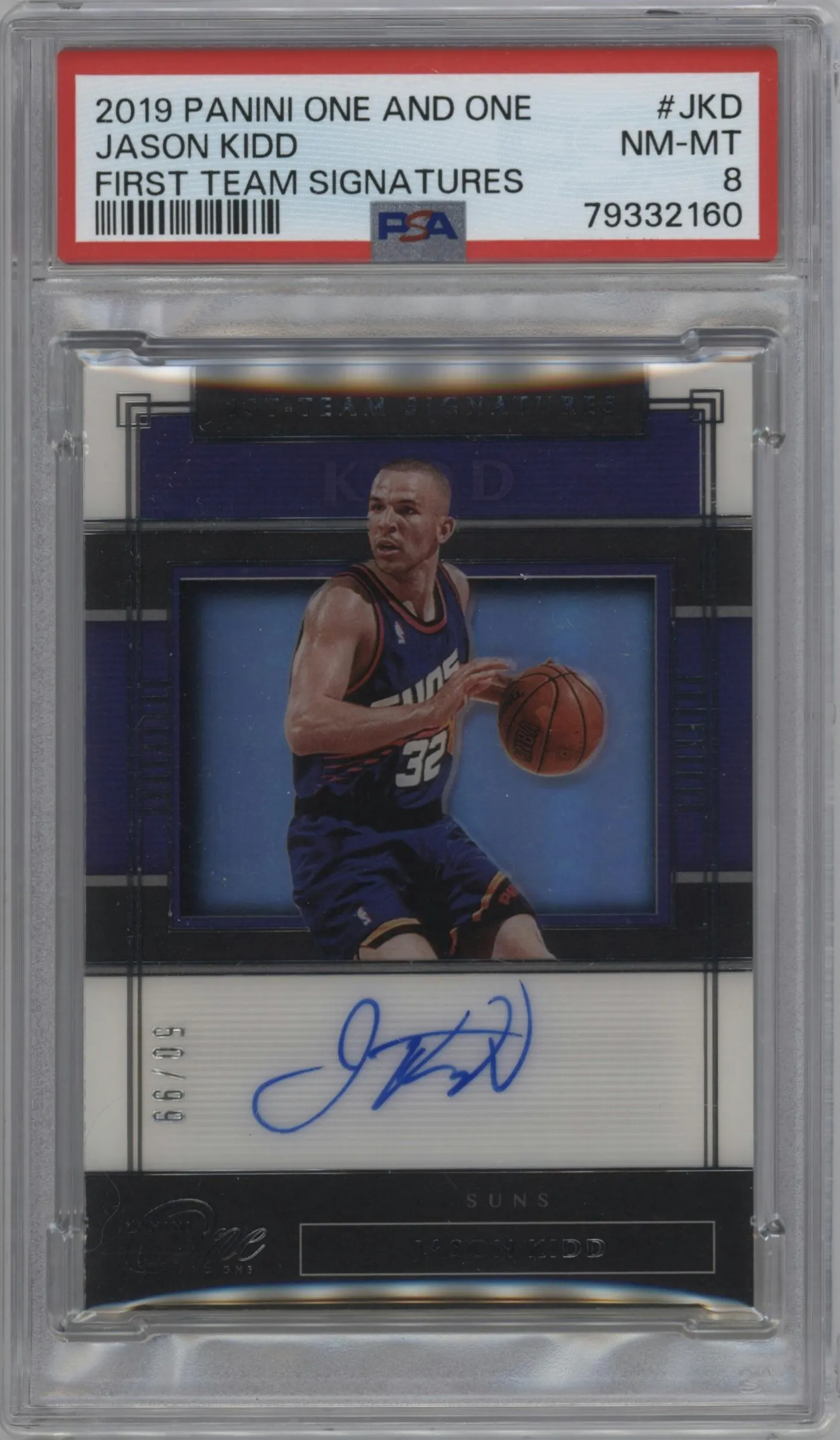 2019 Panini One and One First Team Sig. Jason Kidd #FT-JKD PSA 8