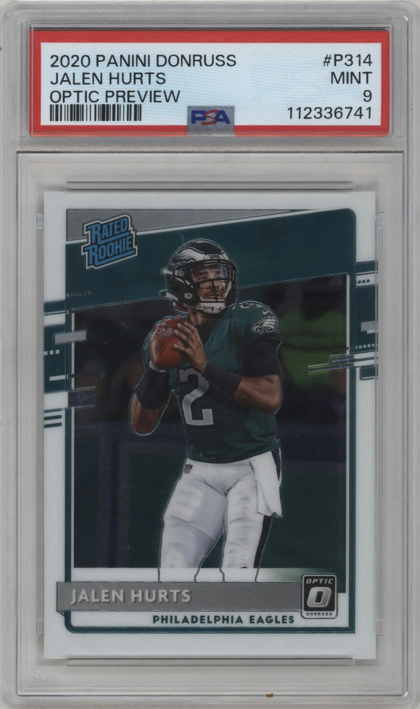 2020 Panini Donruss Opt.Rtd.Rke.Prev. Jalen Hurts #P-314 PSA 9