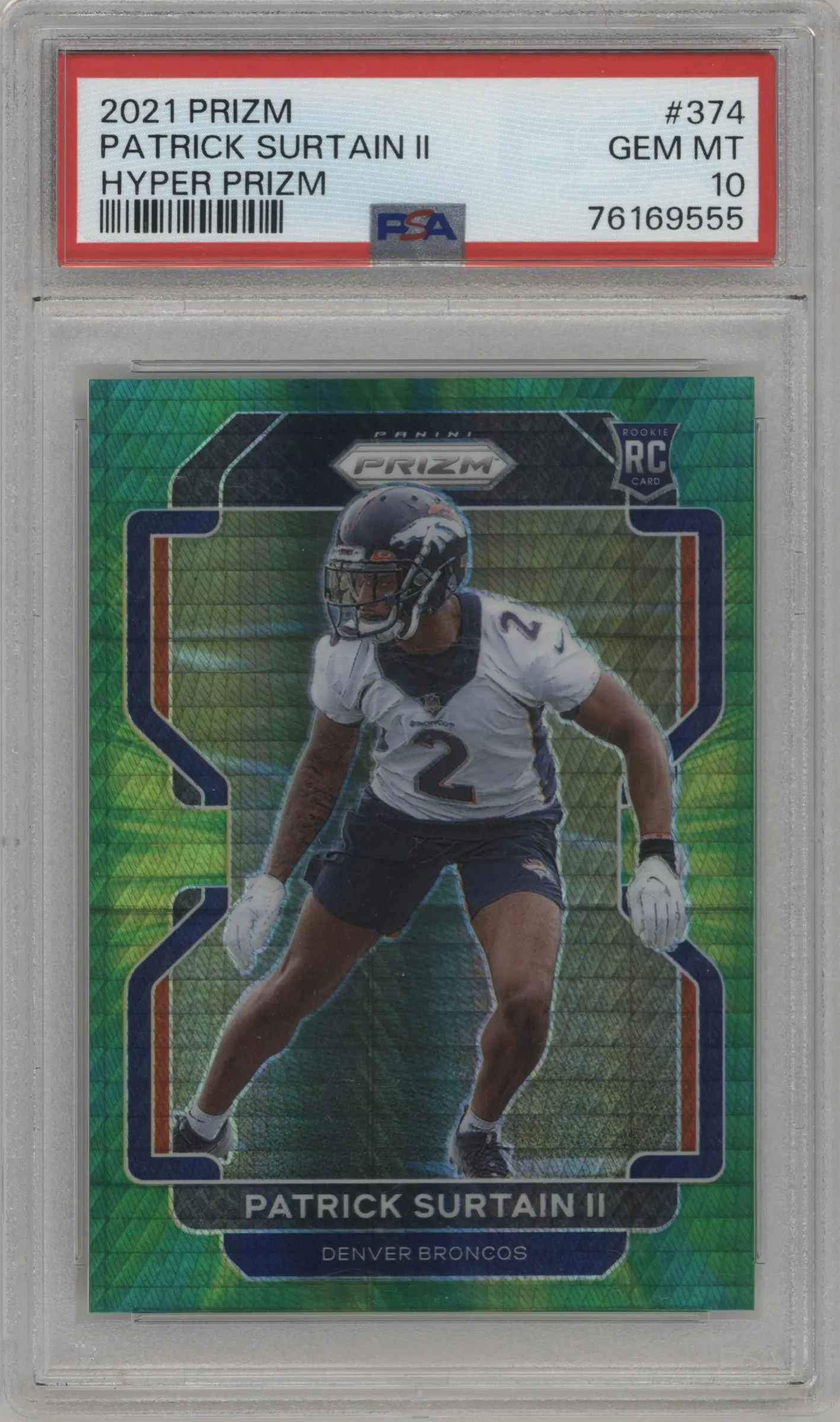 2021 Panini Prizm Patrick Surtain II Hyper #374 PSA 10