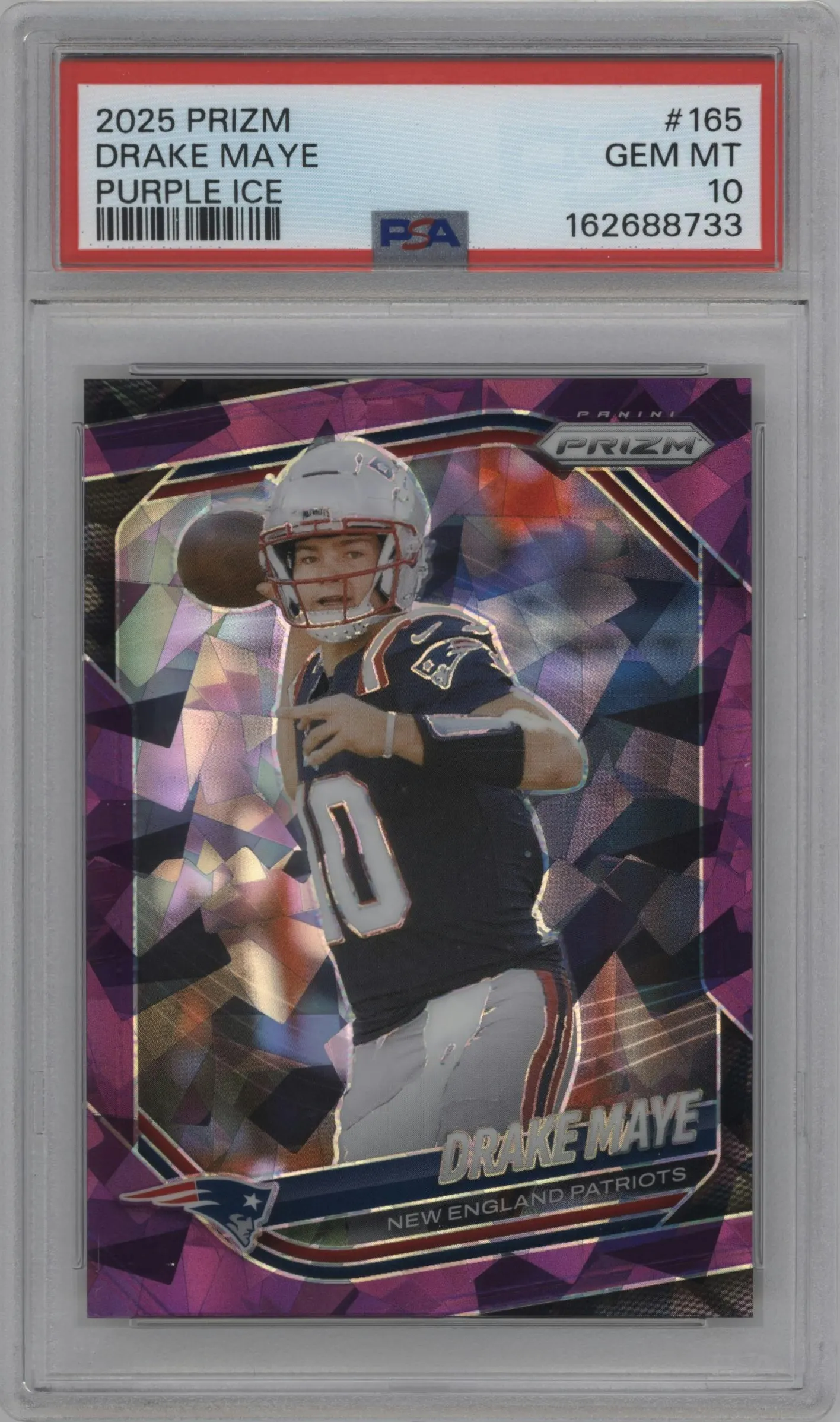 2025 Panini Prizm Drake Maye Purple Ice #165 PSA 10