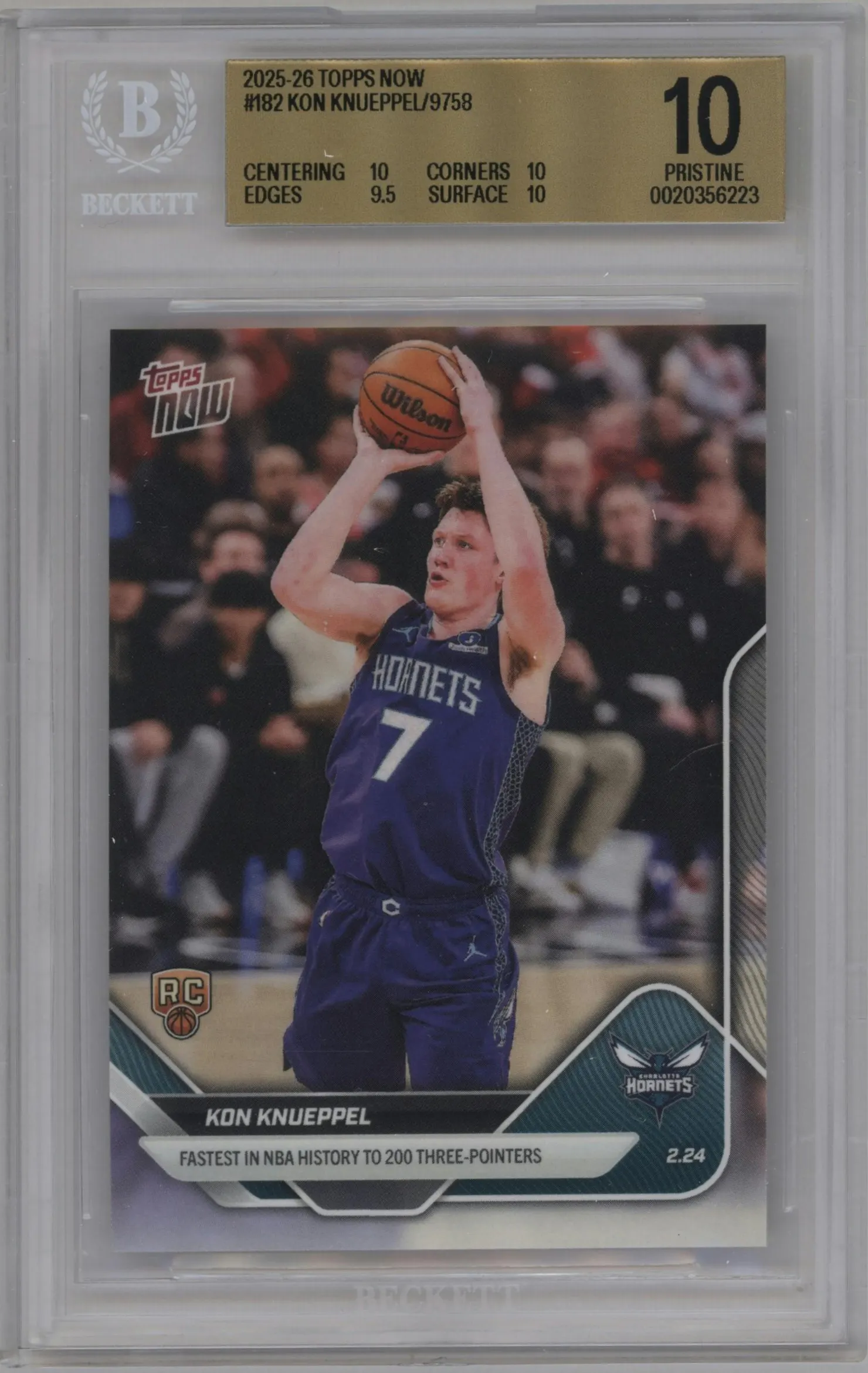 2025 Topps Now Kon Knueppel #182 BGS 10