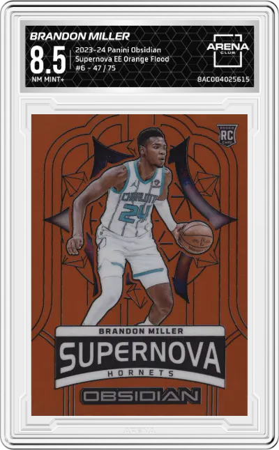 2023 Panini Obsidian Supernova Brandon Miller Electric Etch Orange Flood #6 ARENA CLUB 8.5