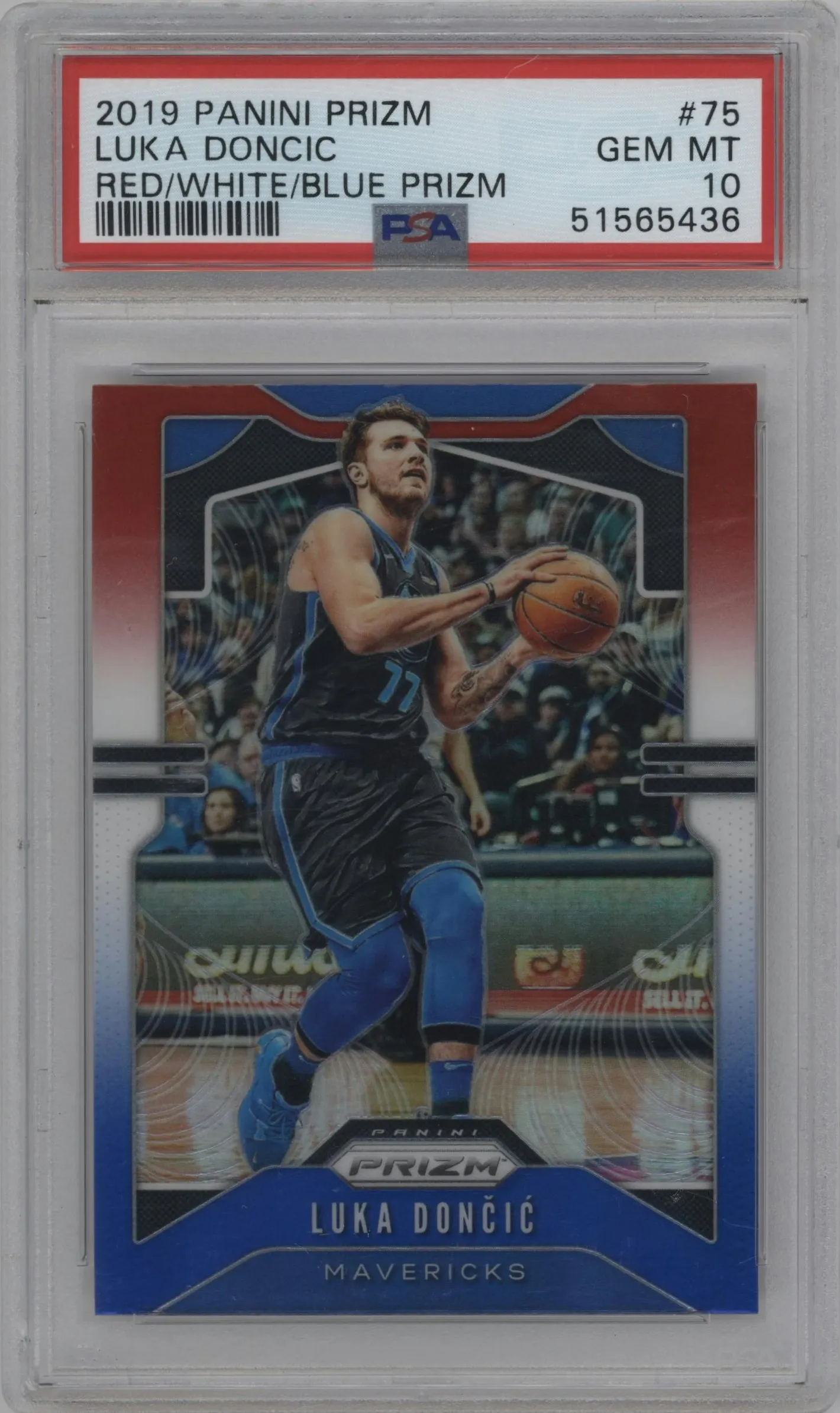 2019 Panini Prizm Luka Doncic Red White Blue #75 PSA 10