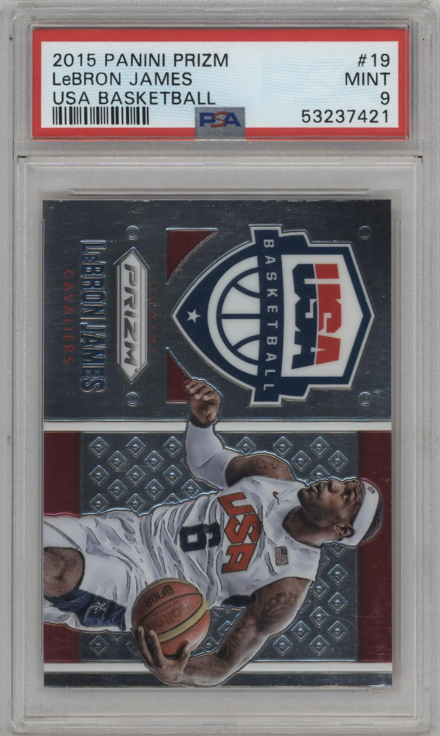 2015 Panini Prizm USA Basketball LeBron James #19 PSA 9