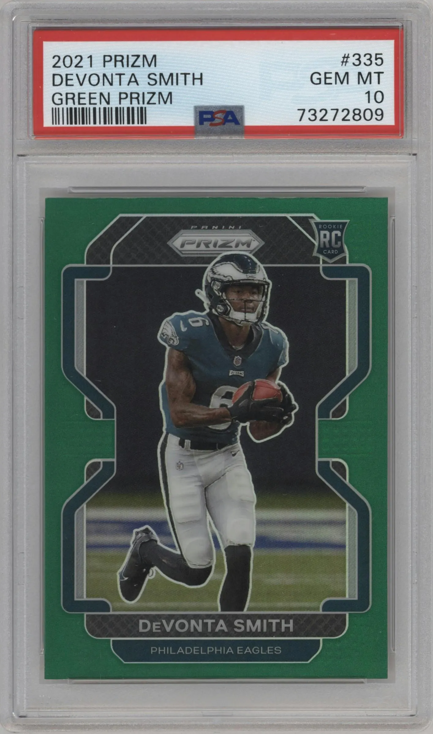 2021 Panini Prizm DeVonta Smith Green Prizm #335 PSA 10